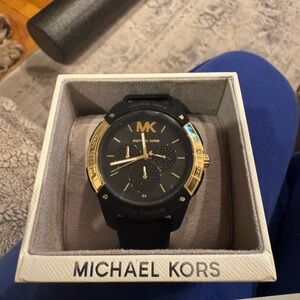 Michael Kors Black and Gold Chronograph Watch